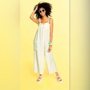 NWT Stoney Clover x Target Linen Blend Yellow White Striped Jumpsuit